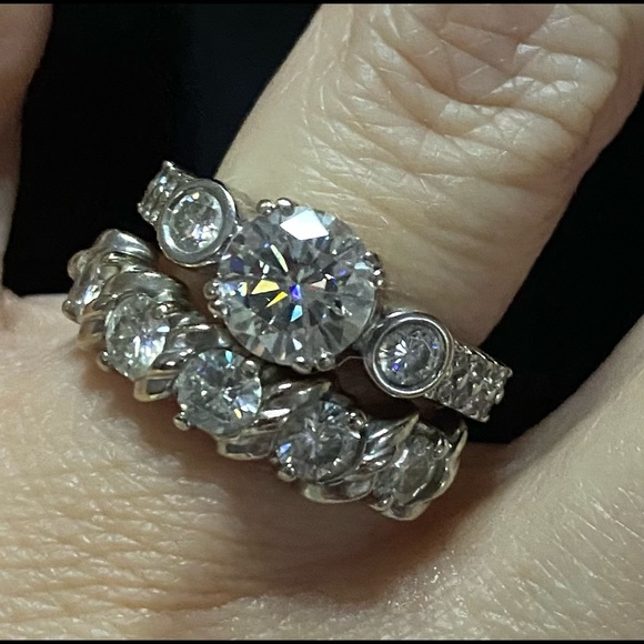 Moissanite wedding bridal ring set